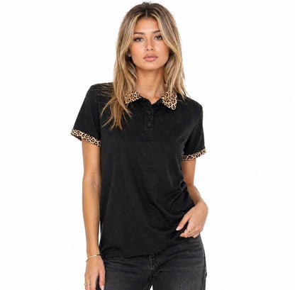 cheetah collar shirt